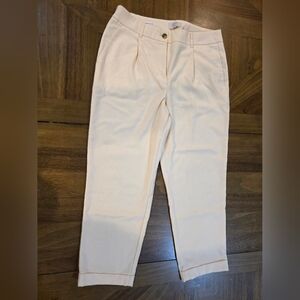 LOFT Outlet Skinny Ankle Pants Sz 10 Petite Light Yellow Pleat Classic Work